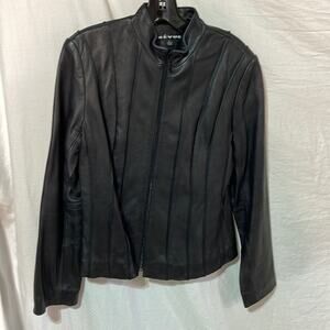 Revue 6 black leather shaped jacket worn once euc like new exposed seams